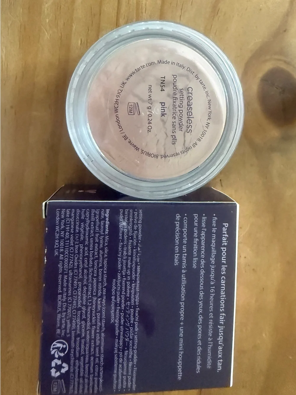 tarte Pink Setting Powder with Silver Lid